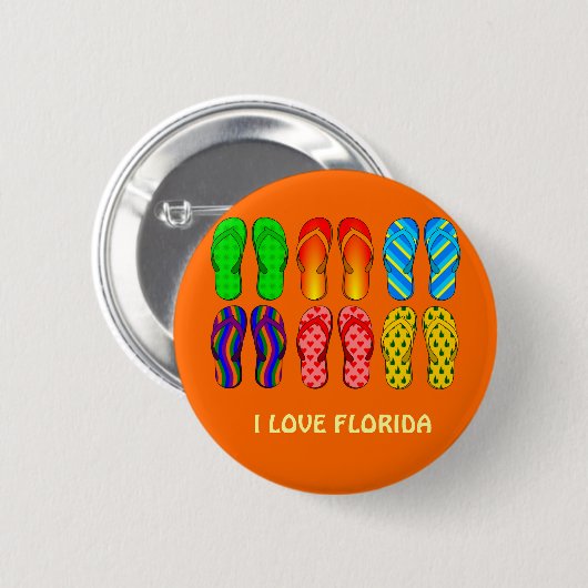 I Liebe Florida, Strandflip-Flops-Design Button (Vorne & Hinten)