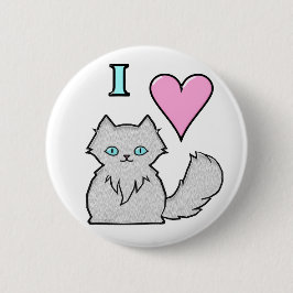 I Liebe Fluffy White Kätzchens Button