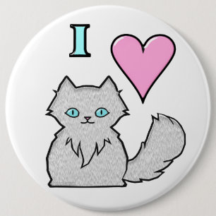I Liebe Fluffy White Kätzchens Button