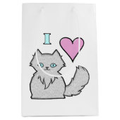 I Liebe Fluffy White Kätzchens Mittlere Geschenktüte (Vorderseite)