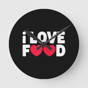 I Liebe Food Funny Feinschmecker Geschenk für Männ Runde Wanduhr