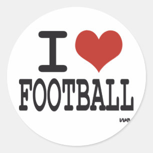 I LIEBE FOOTBALL RUNDER AUFKLEBER