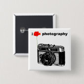 I Liebe Fotografie Mohn Vintage Kamera Button (Vorne & Hinten)