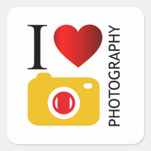 I Liebe Fotografie Quadratischer Aufkleber