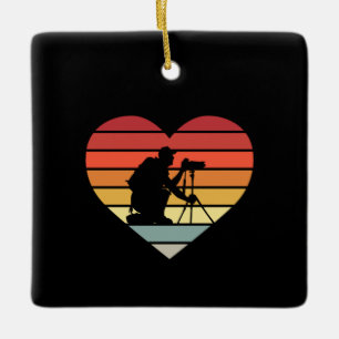 I Liebe Fotografieren des Vintagen Herzens Keramikornament