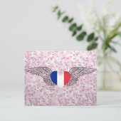 I Liebe Frankreich - Flügel Postkarte (Stehend Vorderseite)