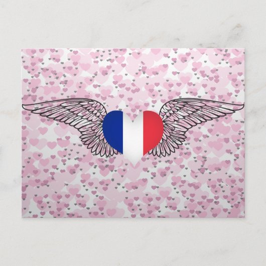 I Liebe Frankreich - Flügel Postkarte (Vorderseite)