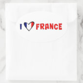 I Liebe Frankreich Ovaler Aufkleber (Tasche)