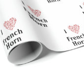 I Liebe Französisch Horn Rotes Herz Musiknoten Geschenkpapier (Rolleneckpunkt)