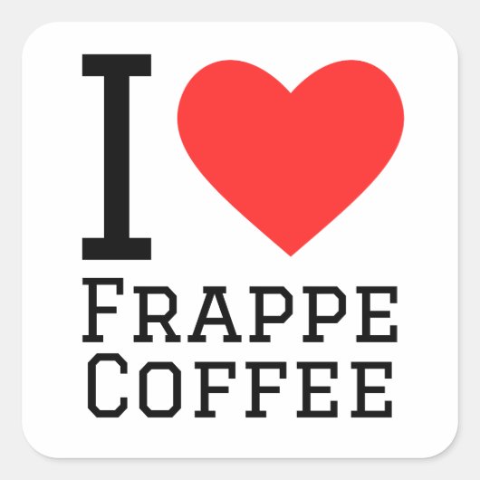 I Liebe Frappenkaffee Quadratischer Aufkleber (Vorderseite)