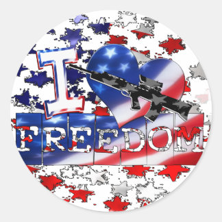 I LIEBE FREEDOM - DAFÜR BEKÄMPFEN (GUN-SYMBOL) RUNDER AUFKLEBER