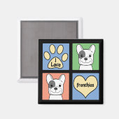 I Liebe French Bulldogs Magnet (Vorderseite/Rückseite)