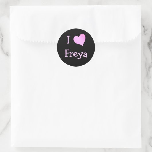 I Liebe Freya Runder Aufkleber (Tasche)