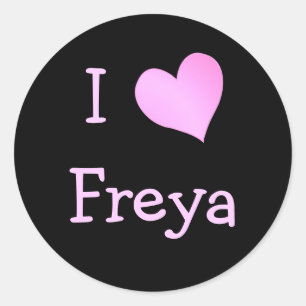 I Liebe Freya Runder Aufkleber