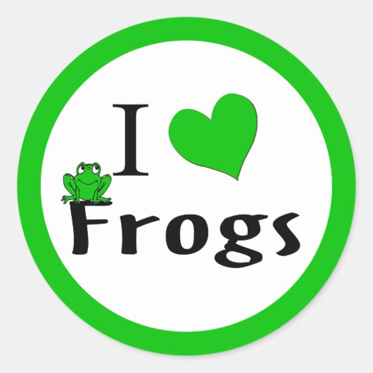 I Liebe Frogs Runder Aufkleber (Vorderseite)