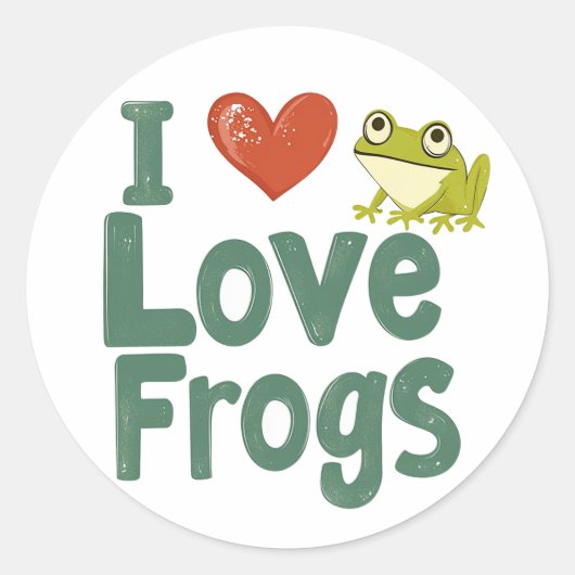 I Liebe Frogs Runder Aufkleber (Vorderseite)