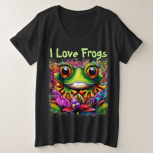 I Liebe Frogs Whimsical Abstrakt Painting Art Große Größe T-Shirt