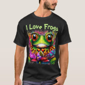 I Liebe Frogs Whimsical Abstrakt Painting Art T-Shirt (Vorderseite)