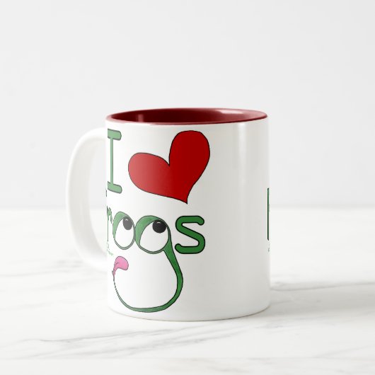 I Liebe FROGS Zweifarbige Tasse (Vorderseite Links)