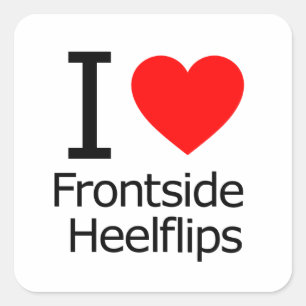 I Liebe Frontside Heelflips Quadratischer Aufkleber