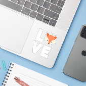 I Liebe Füchse Niedlich Fox Funny Fox Liebe Tierge Aufkleber (Laptop mit iPhone)