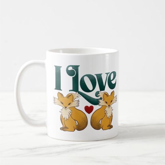 I Liebe Füchse Niedliches Herz Kaffeetasse (Links)