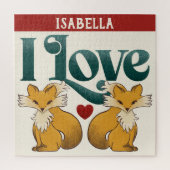 I Liebe Füchse Niedliches Herz Personalisiert Puzzle (Vertikal)
