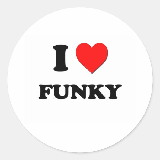 I Liebe Funky Runder Aufkleber (Vorderseite)