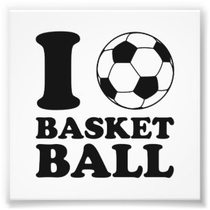 I Liebe-Fußball-Ball-Basketball Fotodruck