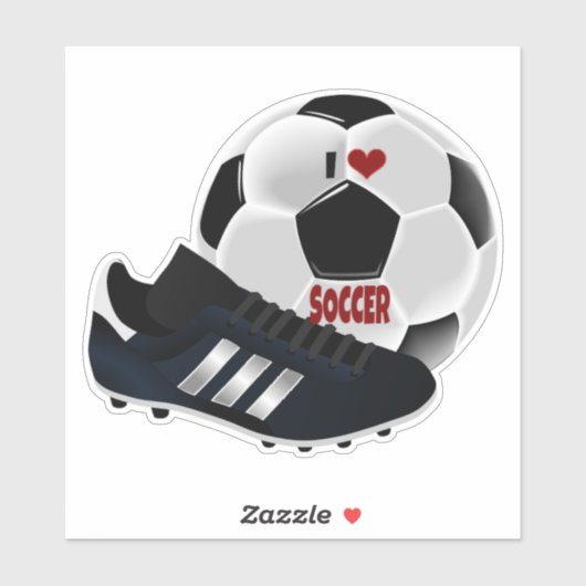 I Liebe Fußball, Ball und Schuh, Aufkleber (Blatt)