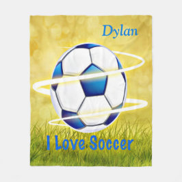 I Liebe-Fußball mit Monogramm Fleecedecke