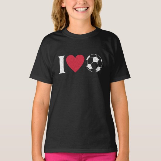 I Liebe Fußball-Retrofußball-Liebhaber T-Shirt (Vorderseite)