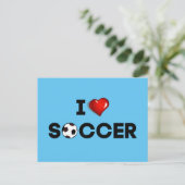 I Liebe Fußball, Schwarzer Text mit rotem Herzen Postkarte (Stehend Vorderseite)