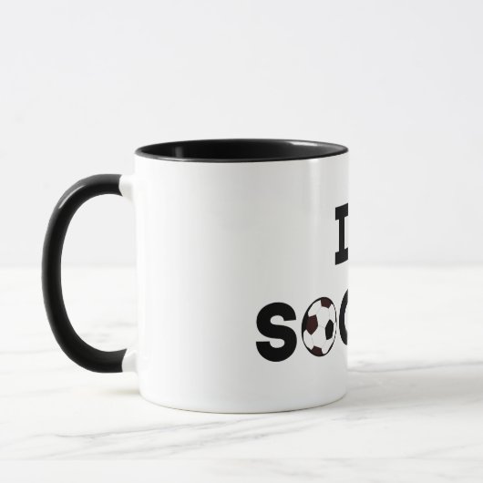 I Liebe Fußball, Schwarzer Text mit rotem Herzen Tasse (Links)