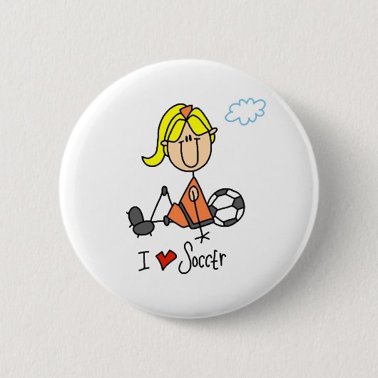 I Liebe-Fußball-Strichmännchen-Knopf Button (Vorderseite)
