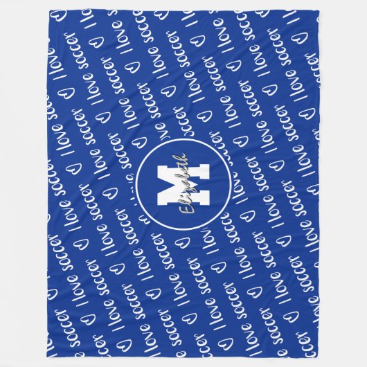 I Liebe Fußball-Typografie Muster JE Farbe Fleecedecke (Vorderseite)