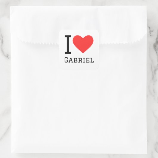I Liebe Gabriel Quadratischer Aufkleber (Tasche)