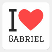 I Liebe Gabriel Quadratischer Aufkleber (Vorderseite)