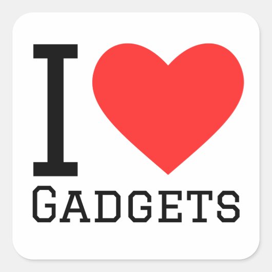 I Liebe Gadgets Quadratischer Aufkleber (Vorderseite)