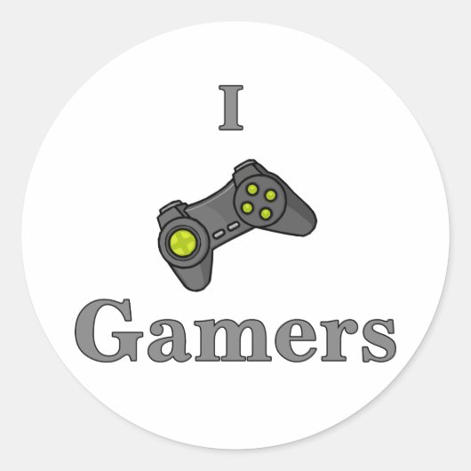 I Liebe Gamers Runder Aufkleber (Vorderseite)