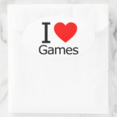 I Liebe Games Ovaler Aufkleber (Tasche)