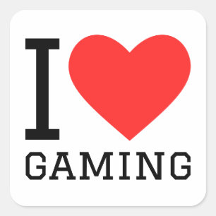 I Liebe Gaming Quadratischer Aufkleber