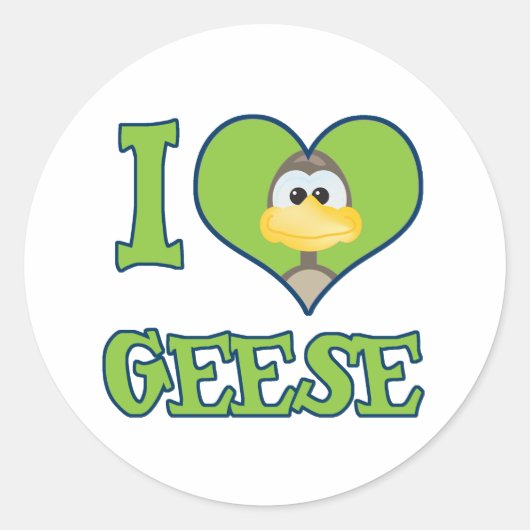 I Liebe Gänse Runder Aufkleber (Vorderseite)