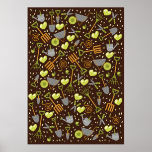 I Liebe Gartenarbeit. (dunkle Hintergrundversion) Poster