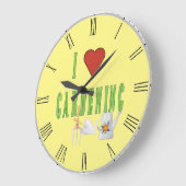 I Liebe Gartenarbeit Illustrierter Text Große Wanduhr (Winkel)