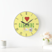 I Liebe Gartenarbeit Illustrierter Text Große Wanduhr (Zuhause)