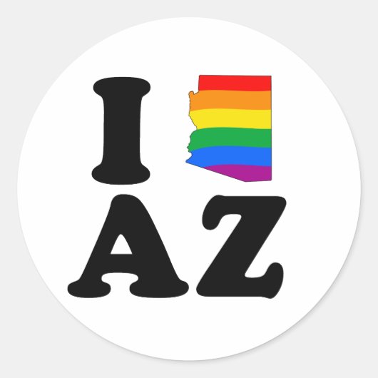 I LIEBE GAY ARIZONA RUNDER AUFKLEBER (Vorderseite)