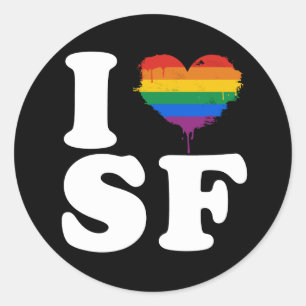 I LIEBE GAY SAN FRANCISCO - WEISS -.pnng Runder Aufkleber