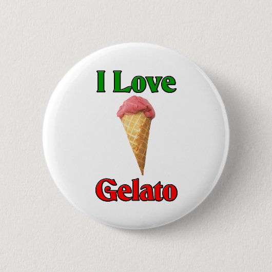 I Liebe Gelato (italienische Eiscreme) Button (Vorderseite)