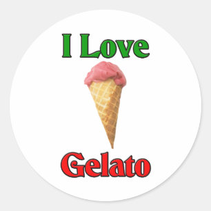 I Liebe Gelato (italienische Eiscreme) Runder Aufkleber